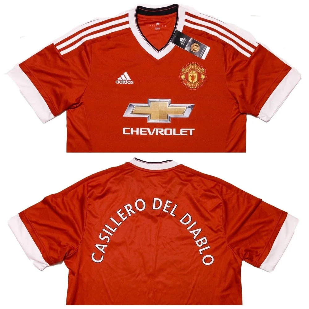 ADIDAS Manchester United Soccer Jersey AC1414 2015-16 Casillero Del Diablo Large